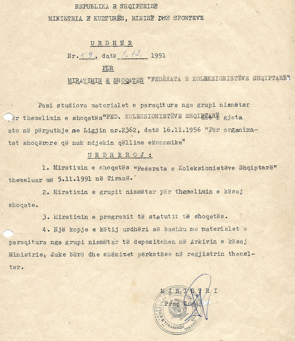 Urdher_Nr.59_date_1_dhjetor_1991_REPUBLIKA_E_SHQIPERISE_MINISTRIA_E_KULTURES_RINISE_DHE_SPORTEVE